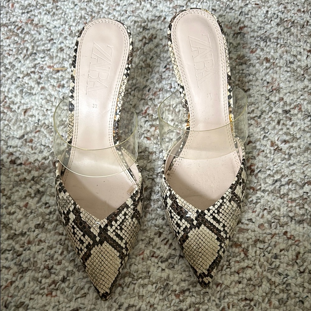 Zara Snake Print Mules
